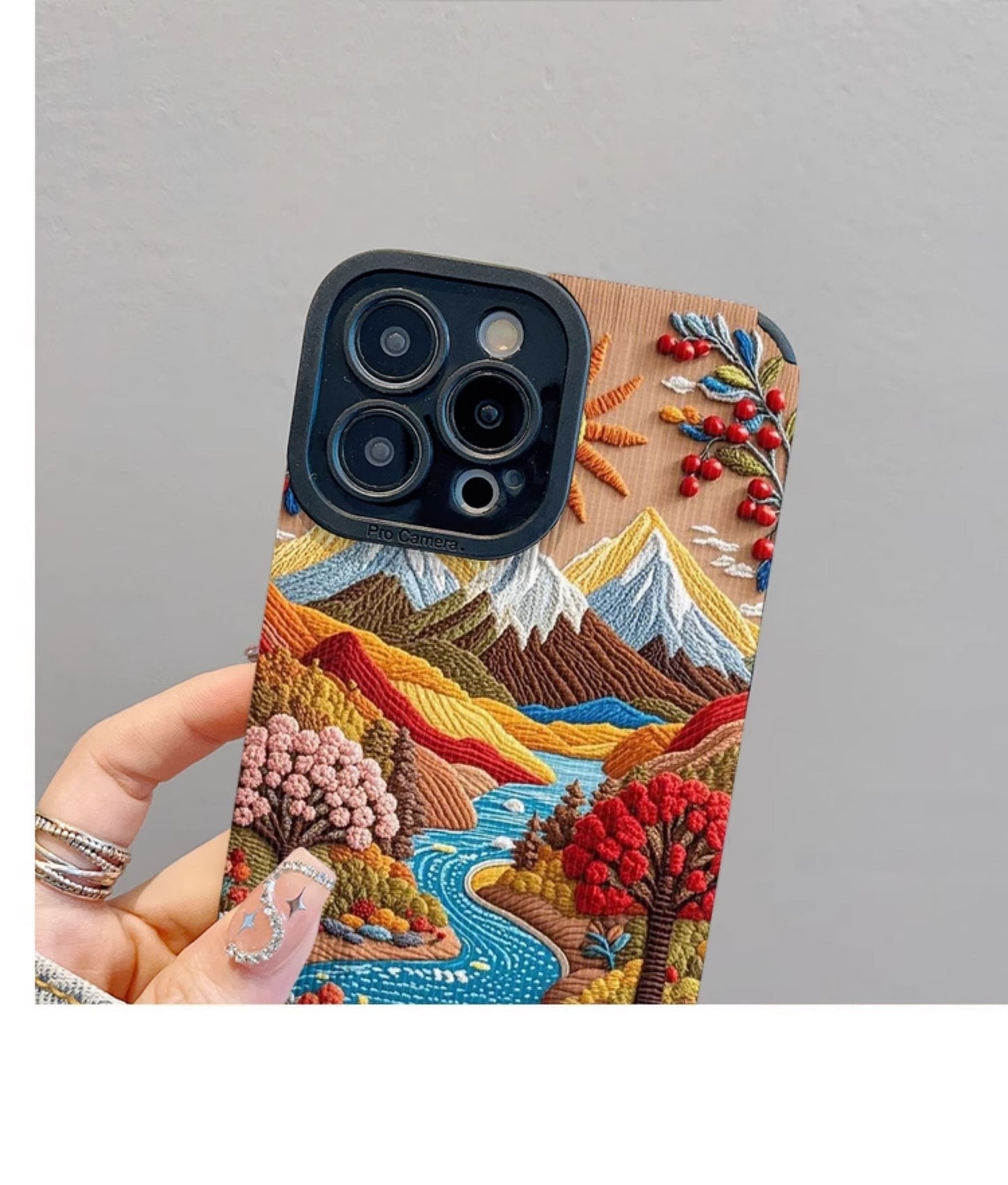 M72904-Applicable Apple Phone Case - Leather Grain Oil Painting Graffiti Flowers