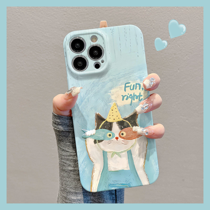 M72903-Applicable Apple Phone Case - Leather Grain Oil Painting Graffiti Flowers