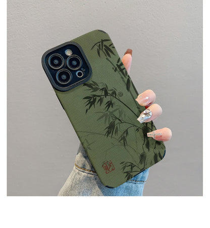 M72908-Applicable Apple Phone Case - Leather Grain Oil Painting Graffiti Flowers