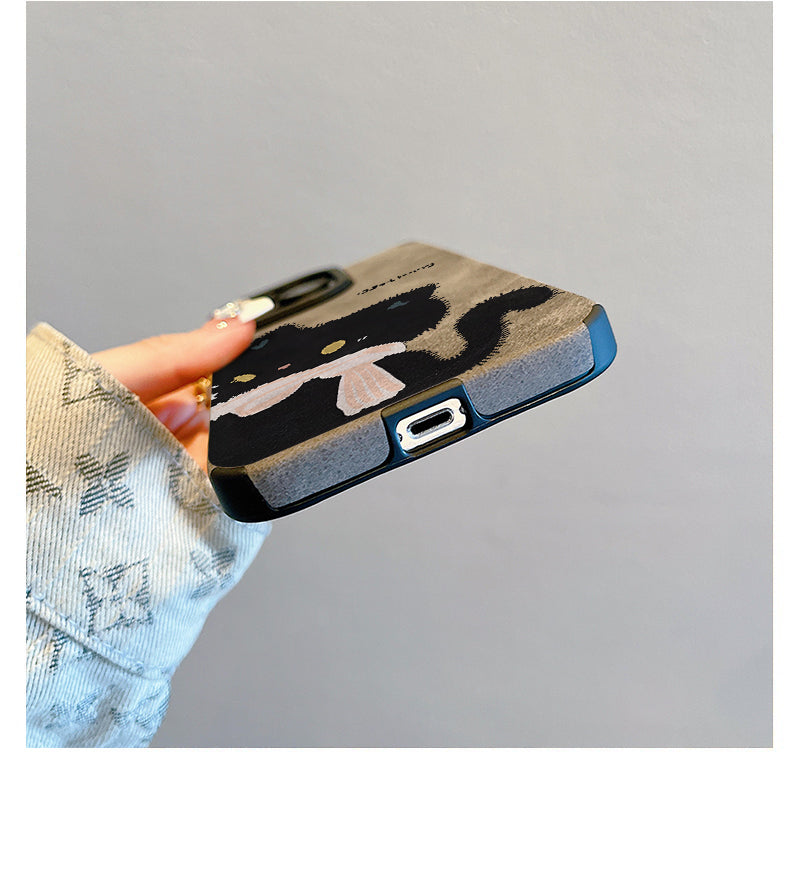 M72906-Applicable Apple Phone Case - Leather Grain Oil Painting Graffiti Flowers