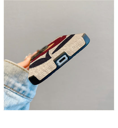 M72901-Applicable Apple Phone Case - Leather Grain Oil Painting Graffiti Flowers
