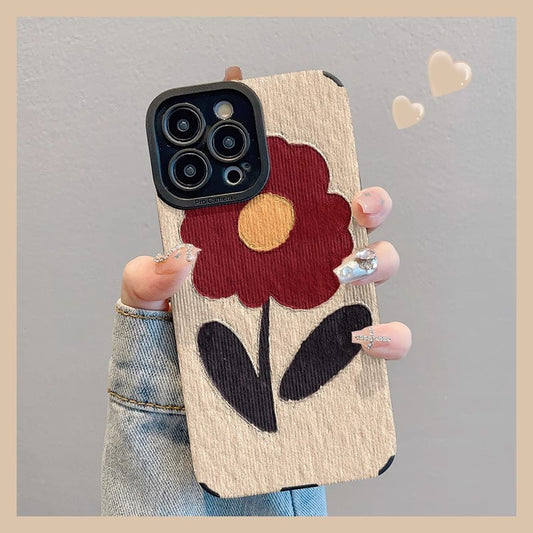 M72901-Applicable Apple Phone Case - Leather Grain Oil Painting Graffiti Flowers