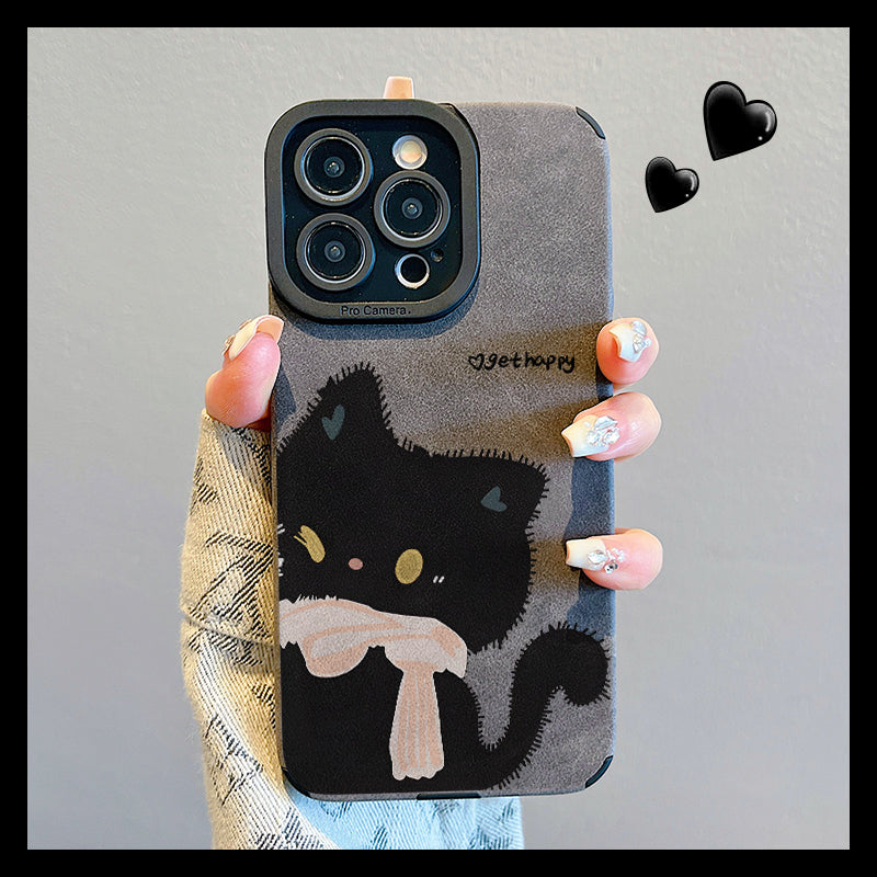 M72906-Applicable Apple Phone Case - Leather Grain Oil Painting Graffiti Flowers