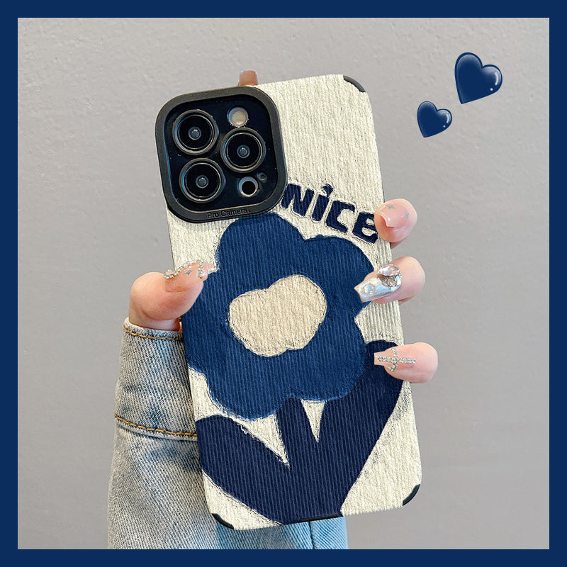 M72901-Applicable Apple Phone Case - Leather Grain Oil Painting Graffiti Flowers