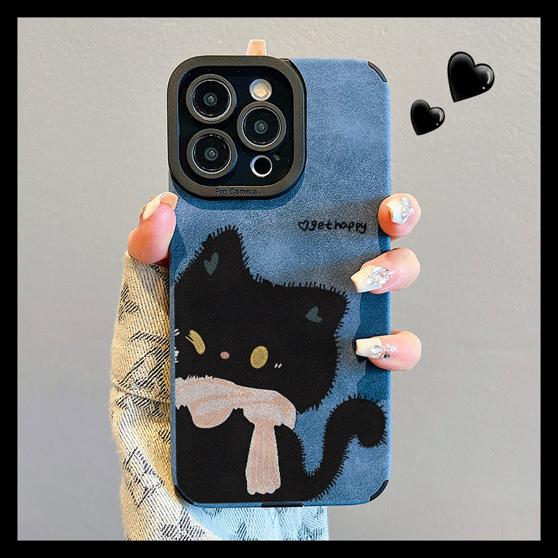 M72906-Applicable Apple Phone Case - Leather Grain Oil Painting Graffiti Flowers